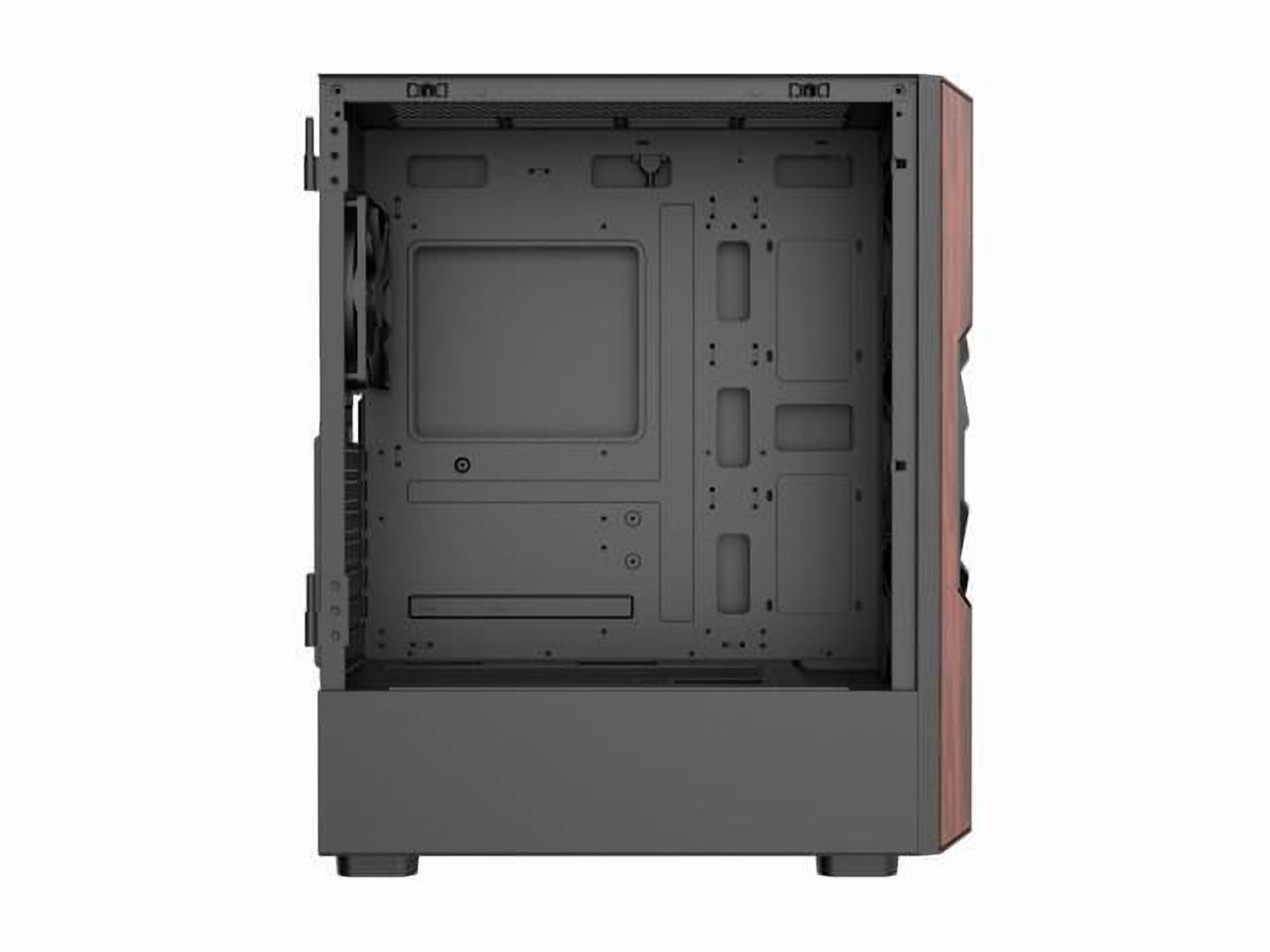 DIYPC DIY-G18-WD Black USB3.0 /Type C ATX Mid Tower Gaming Computer Case w/ Tempered Glass Side Panel and Walnut Wood Front Panel. 4 x 120mm PWM Fan Pre-Installed