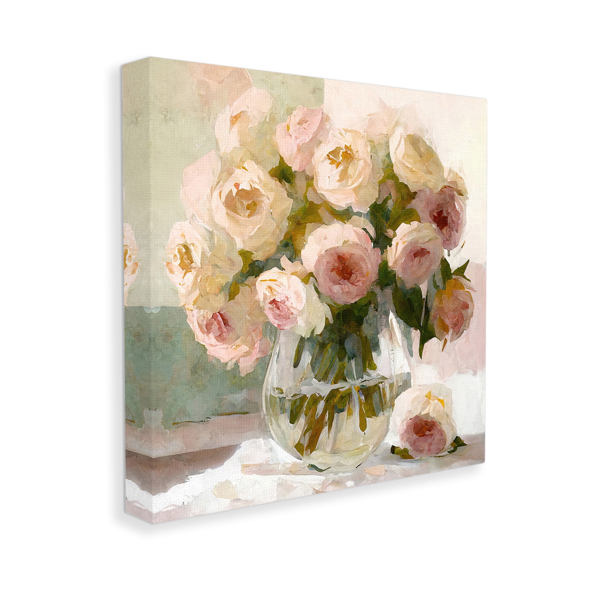 Stupell Industries Full Rose Blossoms Botanical & Floral Painting Gallery Wrapped Canvas Art Print Wall Art, 17 x 17