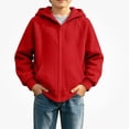 thumbnail image 2 of DJDLJWCJ Boys Full Zipper Hoodies Long Sleeve Warm Solid Color Hooded Sweatshirt for Boys Zip Up Jacket Red Size 5T, 2 of 9