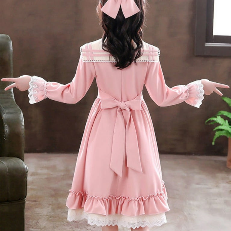 Coerni Girls Princess Dress Kawaii Long Sleeve Chiffon Skirt Cute Girl Dress  Vintage Dresses for Christmas Birthday Holiday - Walmart.com