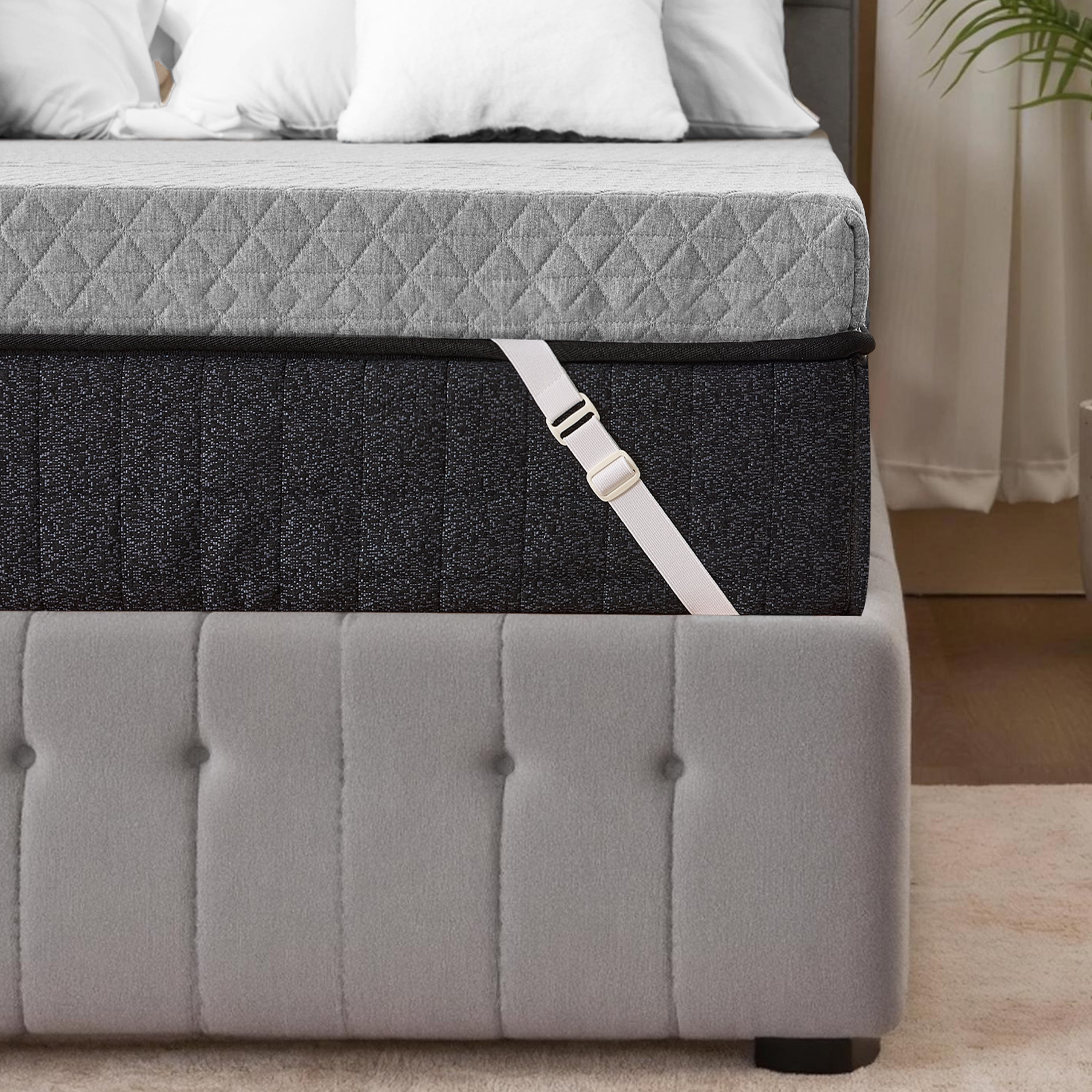 Firm 3 Inch Memory Foam Mattress Topper for Pressure Relief , Non-Slip Design with Removable & Washable Cover, CertiPUR-US Certified