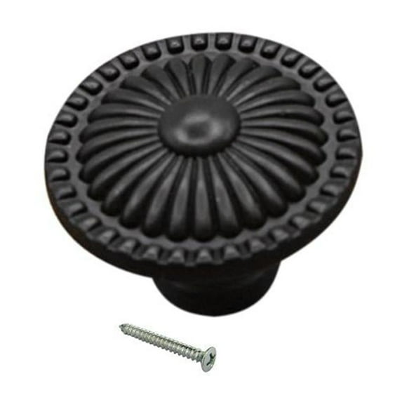simhoa Flower Pattern Round Door Cabinet Drawer Furniture Knob Handle Pull Hardware - Black