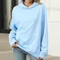 thumbnail image 5 of Jinhomg Cotton Hoodies for Women Dressy Casual Long Sleeve Solid Pullover Tops Oversized Soft Cozy Kangaroo Pocket Top Fall Winter Thermal Going Out Wear Light Blue S, 5 of 6