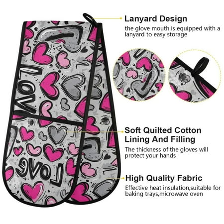 

BZSMCE Oven Mitts Love Patterns in Motion Creative Pattern Resistant Kitchen Gloves