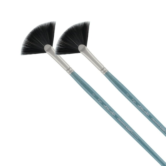 Mimik Professional Watercolor Brushes - Fan # 2 - 2 Pk - Synthetic Squirrel Hair - Natural Bristle Artist Brushes for Watercolors, Gouache & Acrylics - Imitates Natural Squirrel and Sable Hair