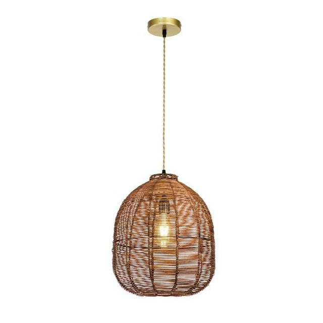 ELE Light & Decor ELE-GL009D38-NC Luna 1-Light Brown Pendant Light