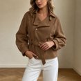 thumbnail image 4 of Enjoytime Cropped Jackets for Women Long Sleeve Notch Lapel Belted Short Trench Coat Fall Fashion Trendy Work Casual Outerwear, 4 of 7
