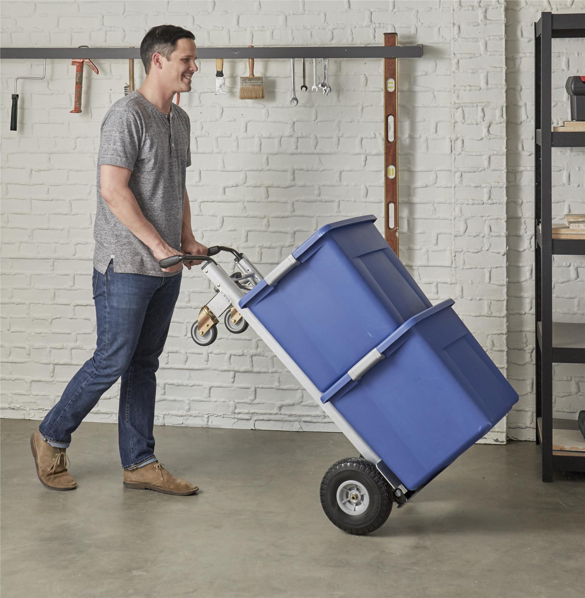 COSCO 3-in-1 Hybrid Convertible Hand Truck, Converts to Platform Cart with Foldable Toe Plate, 800/1000 lb Capacity, Durable Dolly with Aluminum/ Steel Frame, Black