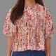 thumbnail image 2 of Camisetas de Manga Corta para las Mujeres Lanterna Manga Corbata Plisado Cuello Redondo, Casual Recortado Camiseta Top para Gimnasio Y Diario, 2 of 5