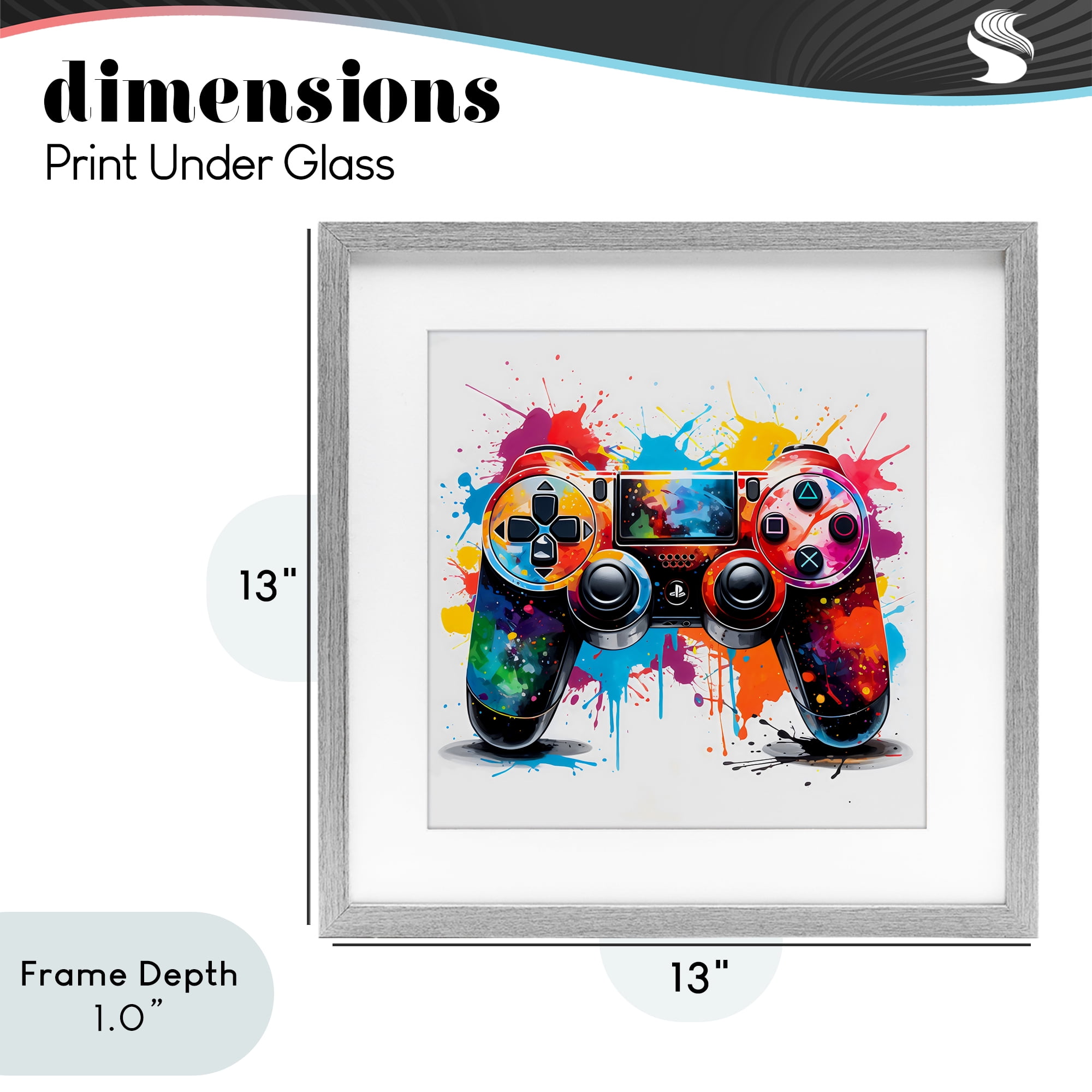 Stupell Industries Playful Bright Game Controller Gray Framed Print Under Glass, design by Creative Studio