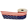 2.5 Inch Patriotic Wired Edge Ribbon, Red White Blue Stripe Ribbon, 3/5 ...