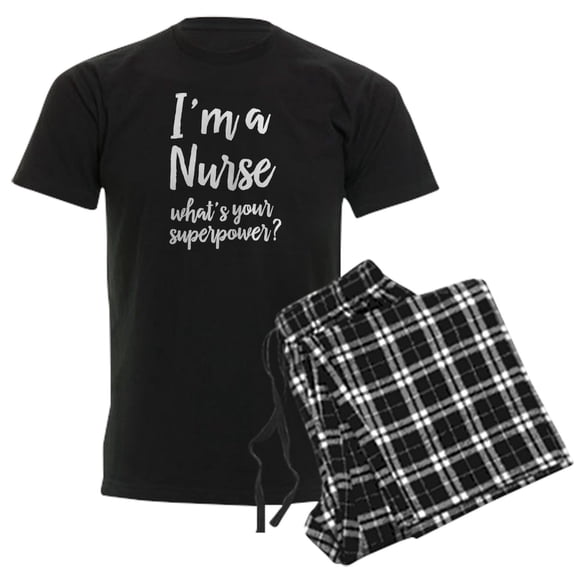 CafePress - I'm A Nurse What's Your Superp Men's Dark Pajamas - Men's Dark Loose Fit Cotton Pajama Set