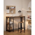 thumbnail image 5 of Aiho Dining Table Set for 2 Person, 3 Pieces Bar Bar Table and Chairs Set with 2 Storage Shelves & Glass Rack, For Kitchen, Dining Room, Bar, Rustic Brown, 5 of 10