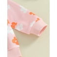 thumbnail image 6 of Loicainy Baby Kids Little Girl 2Pcs Fall Outfits 6 12 24 Months 2T 3T 4T 5T Long Sleeve Floral Print Pullover Tops + Flare Pants Set Toddler Spring Clothes Set, 6 of 9