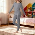 thumbnail image 2 of XIMIN Kids Girls Outfit Solid Color Fleece Thermal Underwear Set High Tech Dralon Self Heating Long Johns Cold Weather Kids Base Layer Top Bottom, 2 of 8