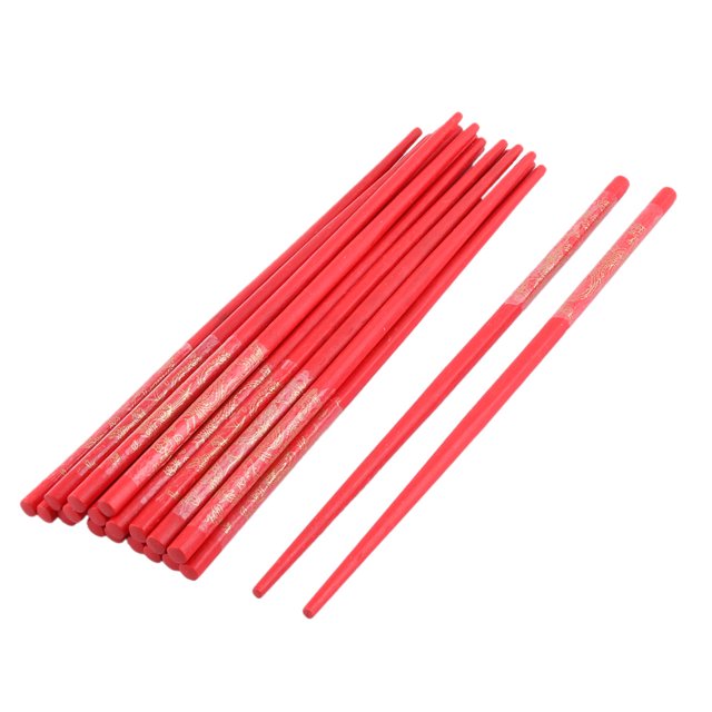 Utensilios de Cocina de Bambú Unique Bargains Estilo Chino Palillos Rojos 10 Pares