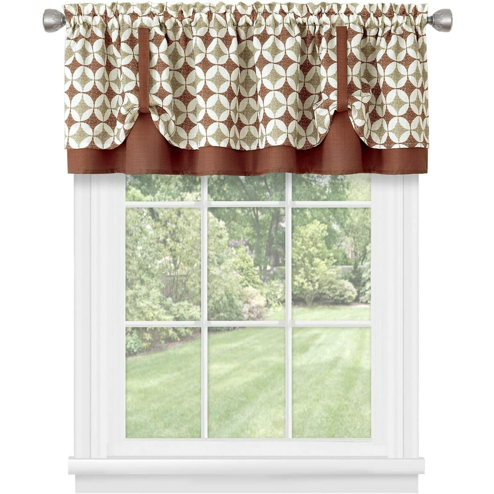 Window Curtain Valance, Double Layer Plaid Gingham Design, Cuff Tab Top