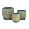 thumbnail image 6 of DecMode 8", 6", 5"H Indoor Outdoor Beige Ceramic Planter with Attached Saucer (3 Count), 6 of 8