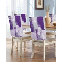 nqOlkjepod Purple Chair Covers Set of 8, Decorative Chair Back Cover, Modern Geometric Grey Oil Painting Abstract Dining Room Chair Slipcovers Removable Chair Protectors Covers for Party Banquet