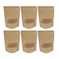 thumbnail image 1 of EeaseMX 25 bolsas de papel kraft con ventana para embalaje, con cierre autosellante, para alimentos secos, frutas, té, etc. (12 x 20 cm), 1 of 7