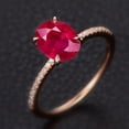 thumbnail image 2 of 1.75 Ct Red Ruby 8X6mm Oval Cut And Moissanite Diamond Engagement Ring In 10K Rose Gold For Women On Sale, 2 of 4