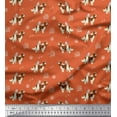 thumbnail image 1 of Soimoi Orange Rayon Fabric Bird,Paw & Cocker Spaniel Dog Printed Craft Fabric by the Yard 56 Inch Wide, 1 of 3