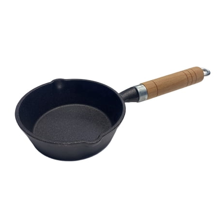 Aa2Zee 5" Pre-seasoned Premium Cast Iron Mini Pan with Wooden Handle - CIMINI1305BLK