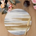thumbnail image 3 of Brown Gray White Round 13 Inch Placemats Set of 8, Vintage Rustic Abstract Mottled Art HeatResistant Non Slip Place Mats for Dining Table, Wipeable Braided Kitchen Table Mats for Housewarming, 3 of 9