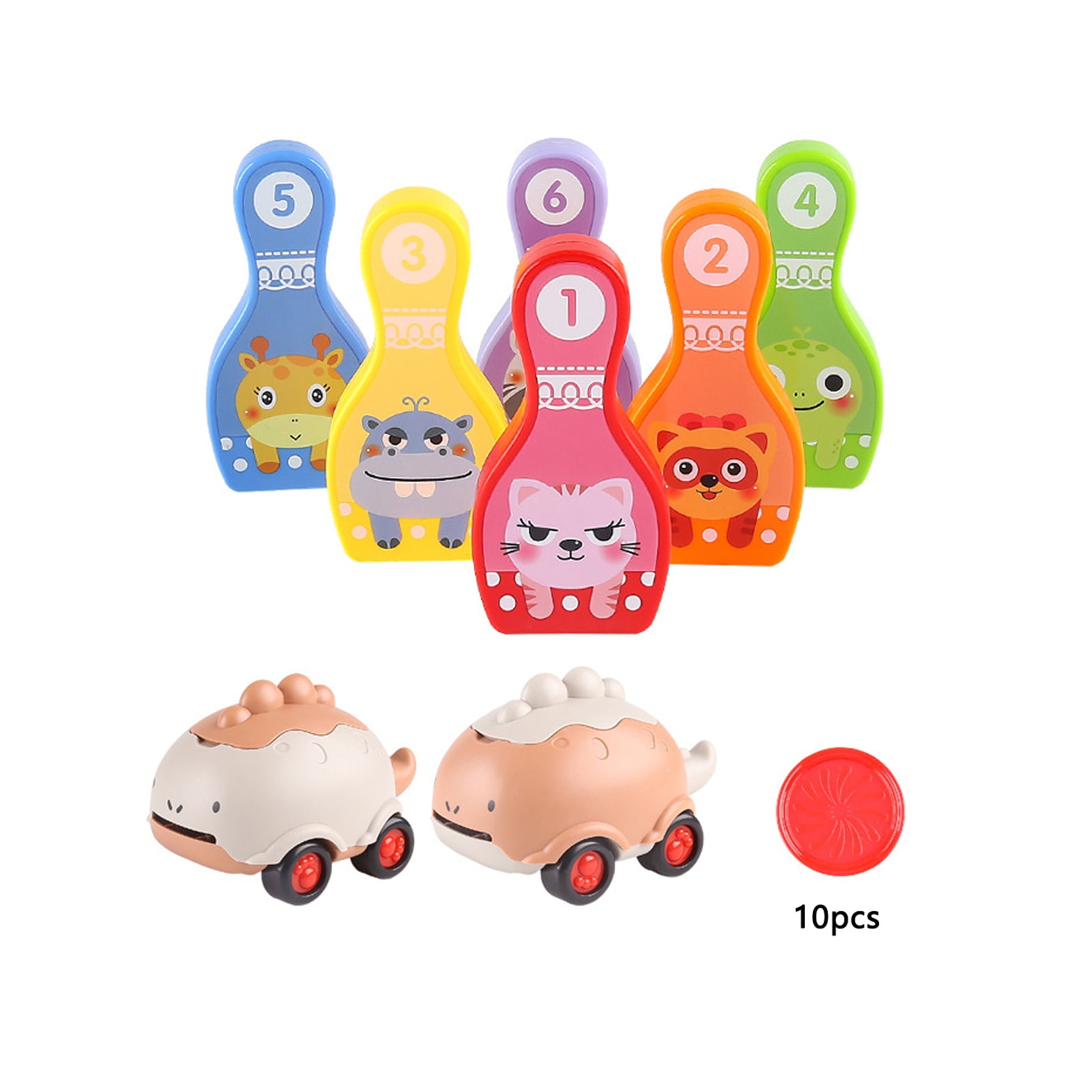 DISHAN Bowling Ball 1 Set Exercise Thinking Inertia Function Novelty Dinosaur Vehicle Bowling