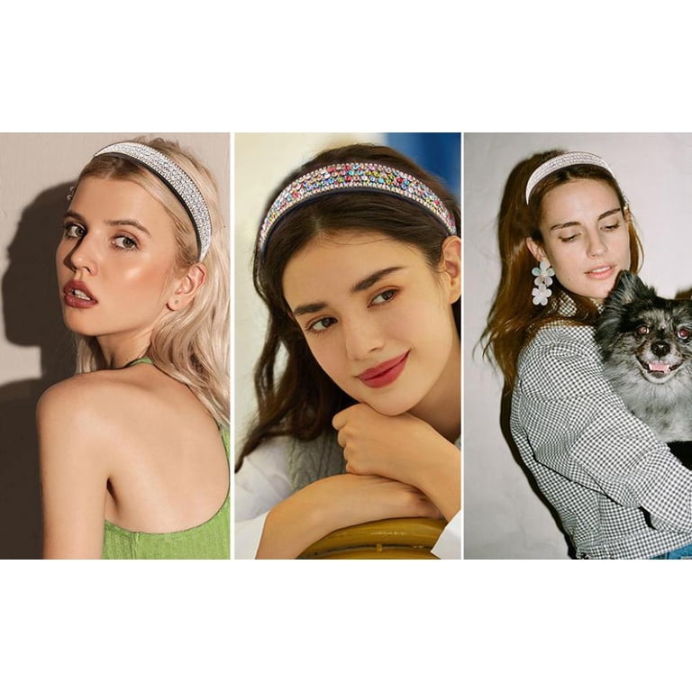2 PCS Rhinestone Headbands for Women, Glitter Crystal 