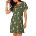 thumbnail image 2 of Easygdp Birds Wild Ducks Camisón de manga corta para mujer, informal, estampado, 2 of 6
