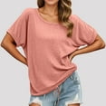 thumbnail image 2 of SHITINN Womens T-Shirts Women's Casual Round Neck T Shirt with Drawstring Hem Stylish Summer Top for Women Comfor Cute Short Sleeve Tops for Women Womens Tops Summer, 2 of 4