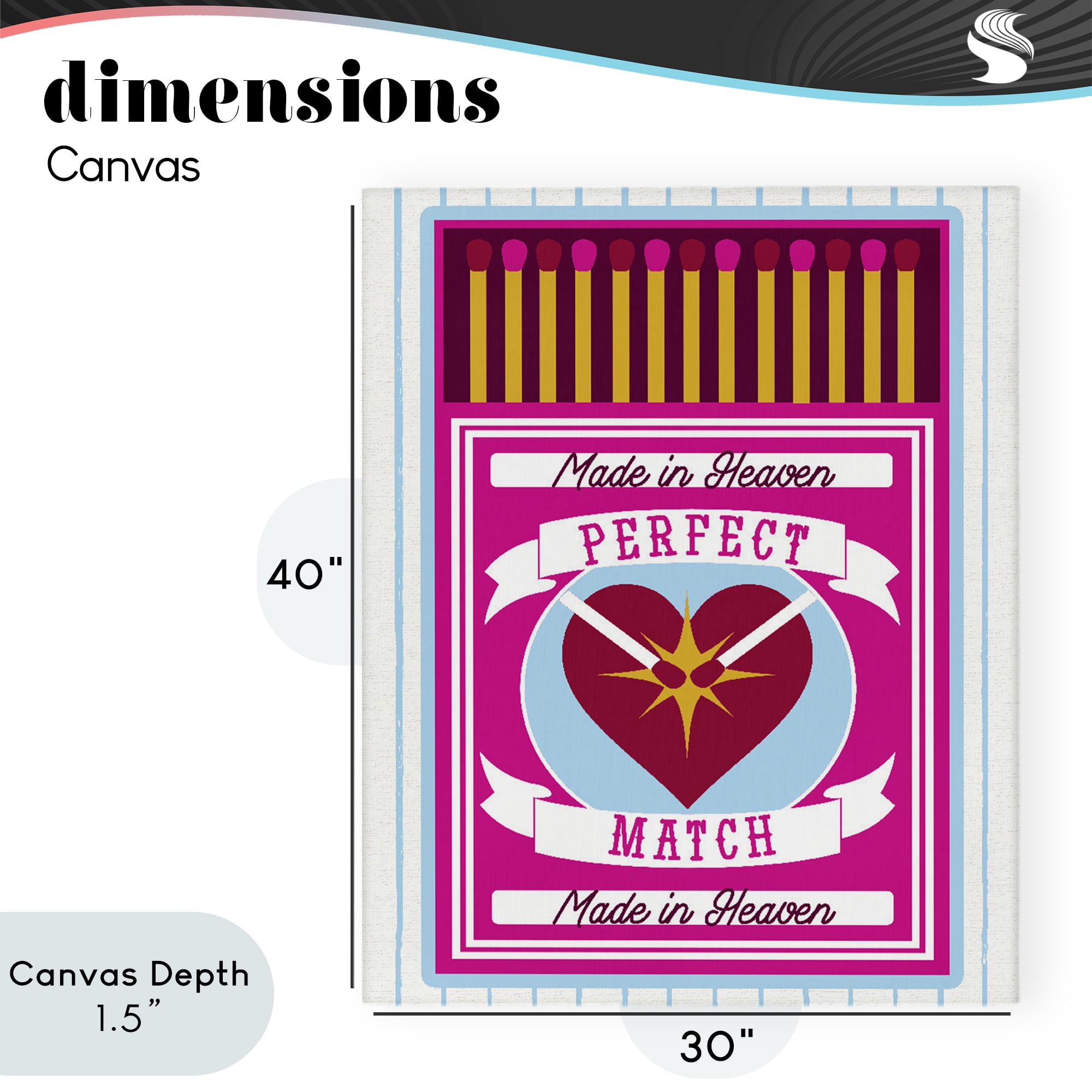 Stupell Industries Perfect Match Made In Heaven Canvas Wall Art, design by Lil' Rue