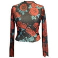 thumbnail image 4 of Arlun,Womens Floral Printed Tight T Shirts Mock Neck Long Sleeve Going out See Through Tshirts Plus Size Thin Sheer Lightweight Breathable Comfy Tops for Club Wear Red XL, 4 of 6