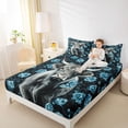 thumbnail image 3 of jejeloiu Blue Rose Highland Cow Full Size Sheets Kids,Floral Farm Print Bed Sheets,4pcs, 3 of 6