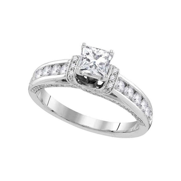 Size 6.5 - 14k White Gold Princess Cut Diamond Solitaire Bridal Wedding  Band Engagement Ring 1-1/4 Cttw