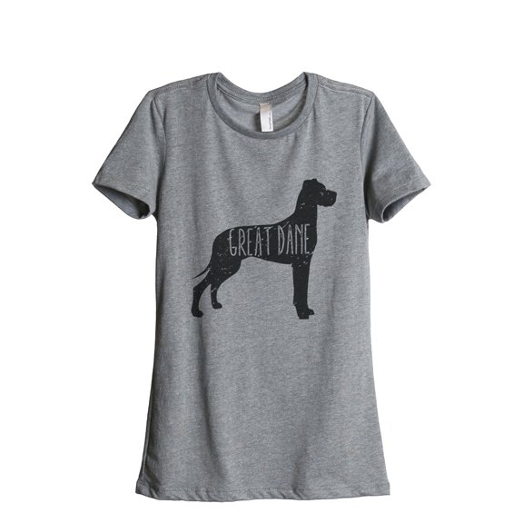Thread Tank Great Dane Dog Silhouette Women's Relaxed Crewneck T-Shirt Tee Heather Grey Small