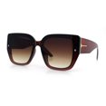 thumbnail image 5 of Womens 90s Designer Fashion Rimless Plastic Thick Temple Butterfly Sunglasses [All Brown], 5 of 7