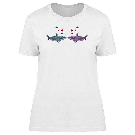 Sharks In Love Funny Comic Tee Women's -Image by Shutterstock