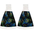 thumbnail image 2 of 1 Pcs Hanging Towels, Dish Towels Embroidery Peacock Feathers Absorbent Hand Towels with Hanging Loop Washcloth for Bathroom Kitchen, 2 of 7