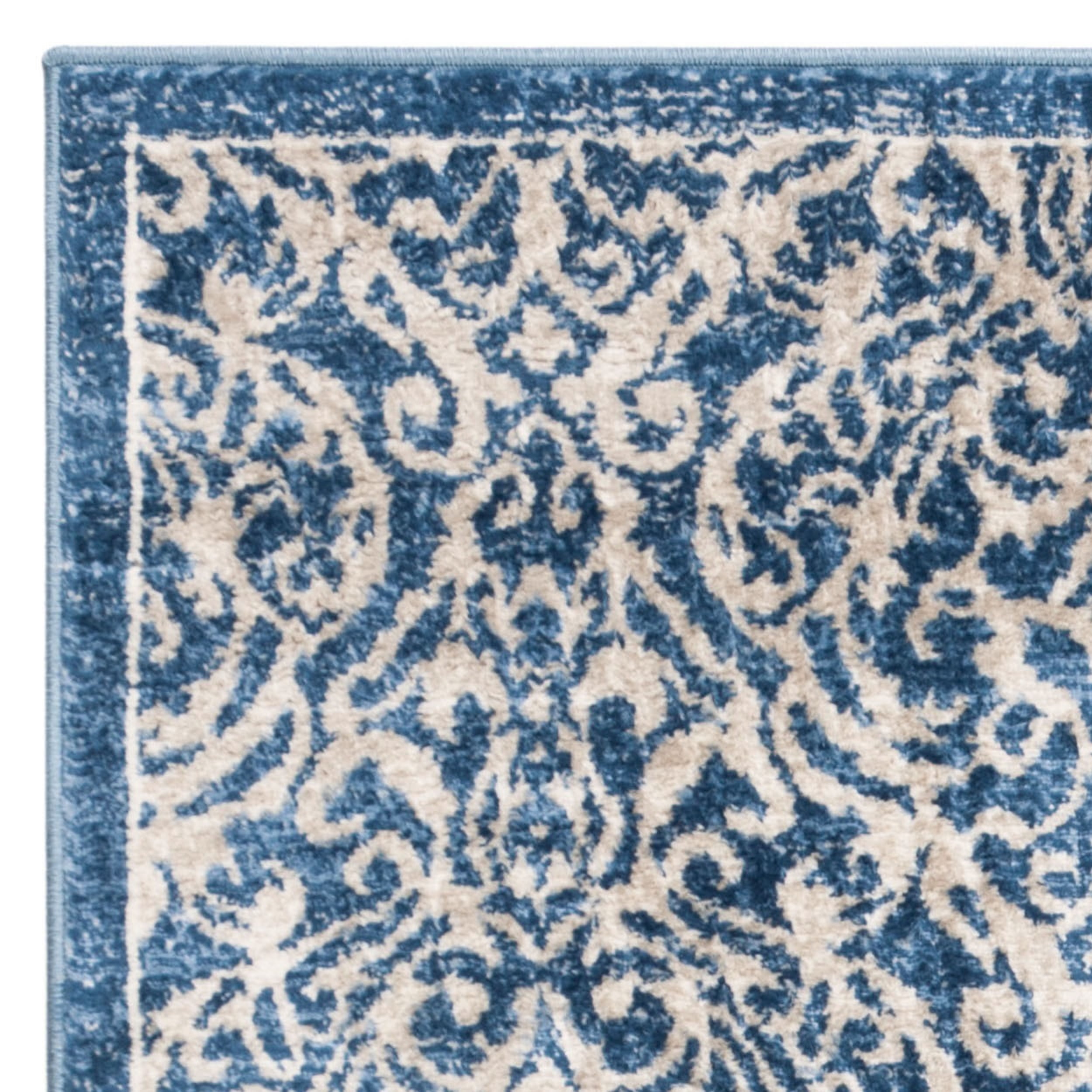 SAFAVIEH Brentwood Dilara Damask Area Rug, 2' x 4', Navy/Cream