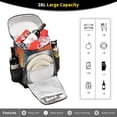 thumbnail image 4 of 36 Can Large Insulated Backpack Cooler, Leakproof Lunch Bag for Work, Picnics, Hiking, Biking & Outdoor Activities, Reusable Travel Tote with Multiple Pockets Retro Bike Tropical Sunset, 4 of 7