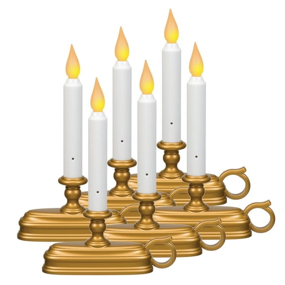 Xodus Innovations FPC1325B-6 Battery Operated LED Window Candle with Hot Spot, Dusk to Dawn, 6-Pack, Aged Bronze
