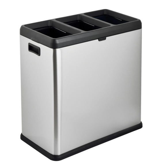 Poubelle et bac de recyclage The Step N 'Sort 60L à toit ouvert de 3 compartiments