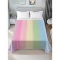 thumbnail image 2 of Full Size Flat Sheet Only, Rainbow Stripes Soft Brushed Microfiber Bed Sheets, Modern Colorful Cream Striped Aesthetics Hotel Quality Breathable Bedding Top Sheet, Easy Care, 81"x96", 2 of 9