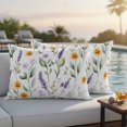 thumbnail image 5 of Spring Yellow Pillow Covers 2 Pack Daisy Lavender Leaf Floral Pillowcase Waterproof Outdoor Throw Pillow Cover for Patio Balcony Rectangular Cushion 20”x12”, 5 of 9