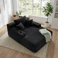thumbnail image 2 of Muumblus Oversized Indoor Chaise Lounge, 47"W Cozy Lounge Chair with Cup Holders, Boneless Cloud Sofa for Living Room, Bedroom, Black Plush Corduroy, 2 of 13