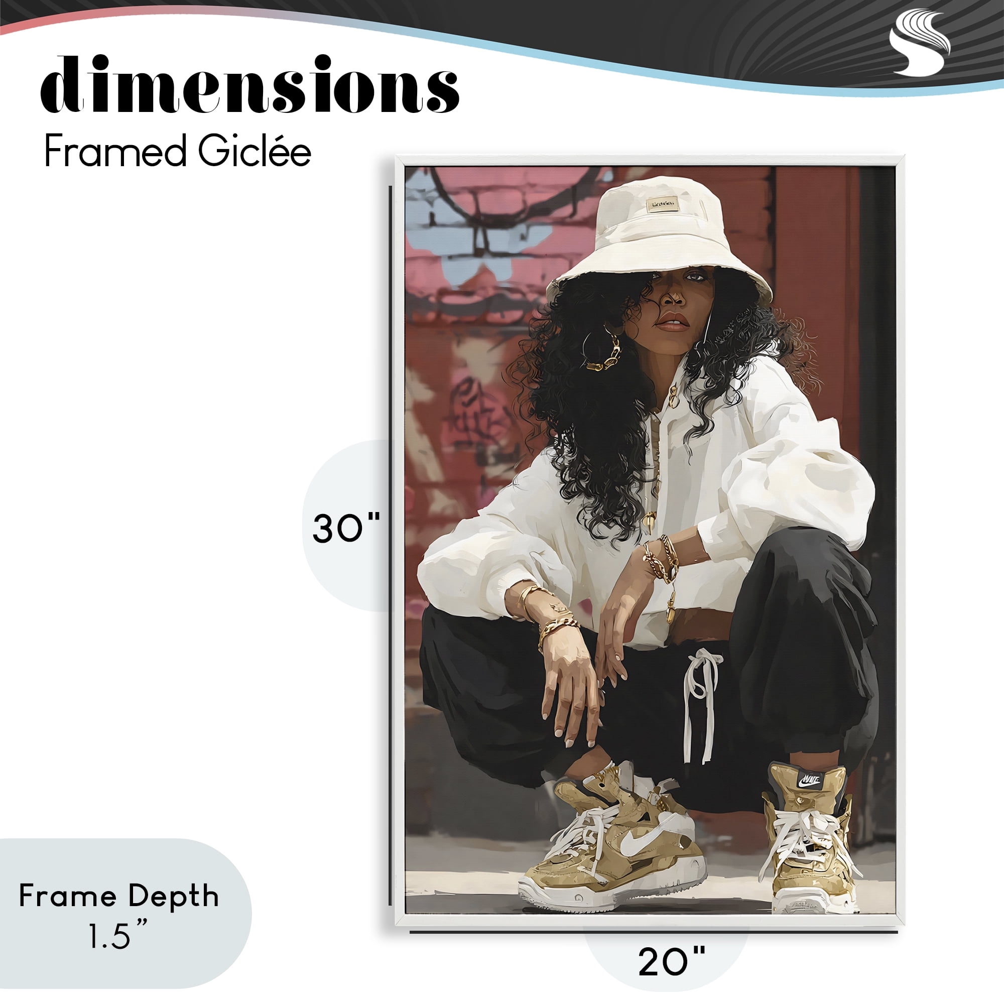 Stupell Industries Urban Streetwear Bucket Hat White Framed Giclee Art, design by Franklyn Gregory