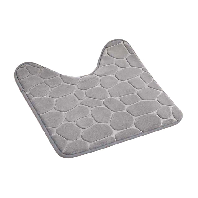 Contour Bath Rug Memory Foam Mat 3D Pebble 20”L x 20”W Light Gray