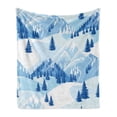 thumbnail image 1 of Northwoods Soft Flannel Fleece Throw Blanket, Snowy Mountains and Fir Forest Winter Adventure Pastoral Landscape, Cozy Plush for Indoor and Outdoor Use, 70" x 90", Blue Baby Blue White, by Ambesonne, 1 of 6